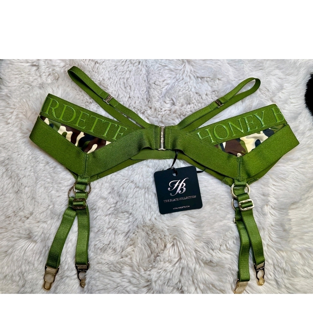 Honey Birdette Green Camo Lingerie Set 34DD/E Note I Have Diferent Size - Picture 6 of 9